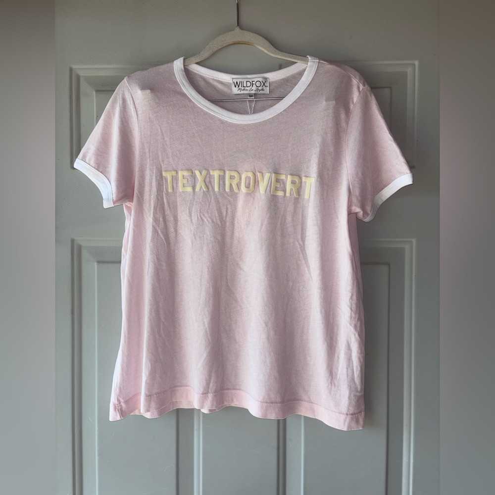 Wildfox pink Textrovert ringer tee size M